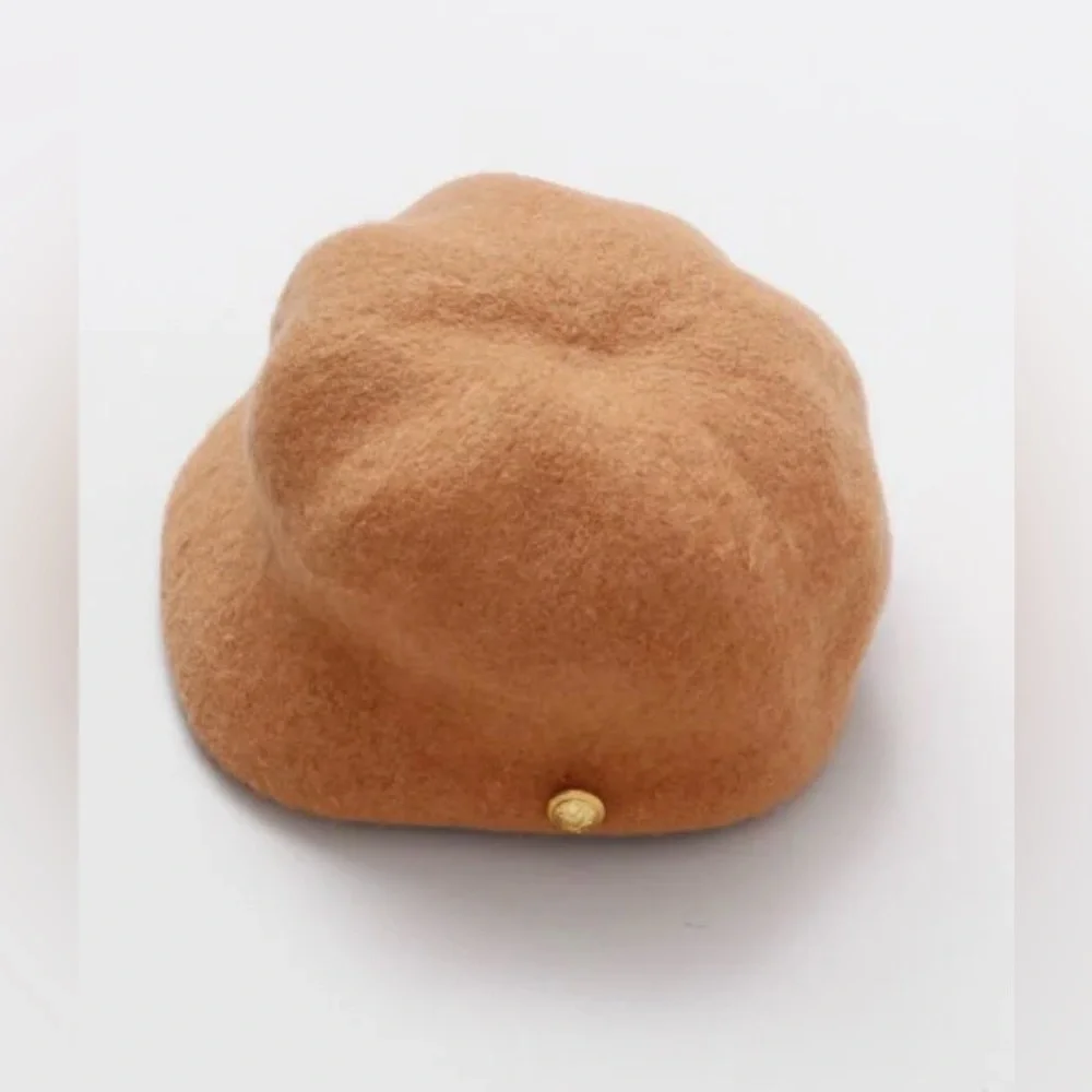 Wool Felt Baker Boy Hat Tan Beret Hat Boiled Wool